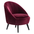 Pemberly Row Modern Velvet Accent Chair and Ottoman Set Merlot Red