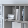 Pemberly Row 60W L Shaped Desk with Hutch and Bookcase in Cape Cod Gray