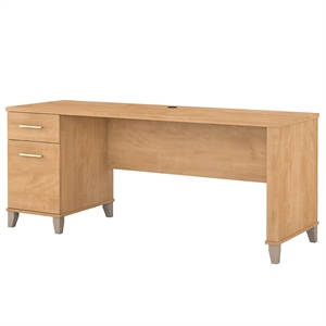 Pemberly Row 72W Office Desk with Drawers in Maple Cross - Eng Wood
