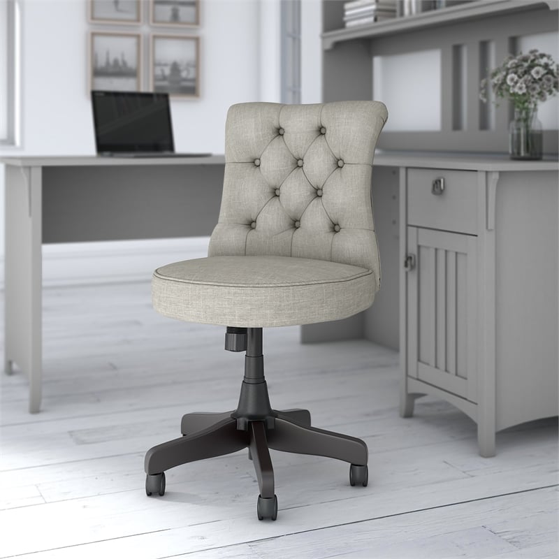 Pemberly Row Modern Mid Back Tufted Office Chair in Light Gray