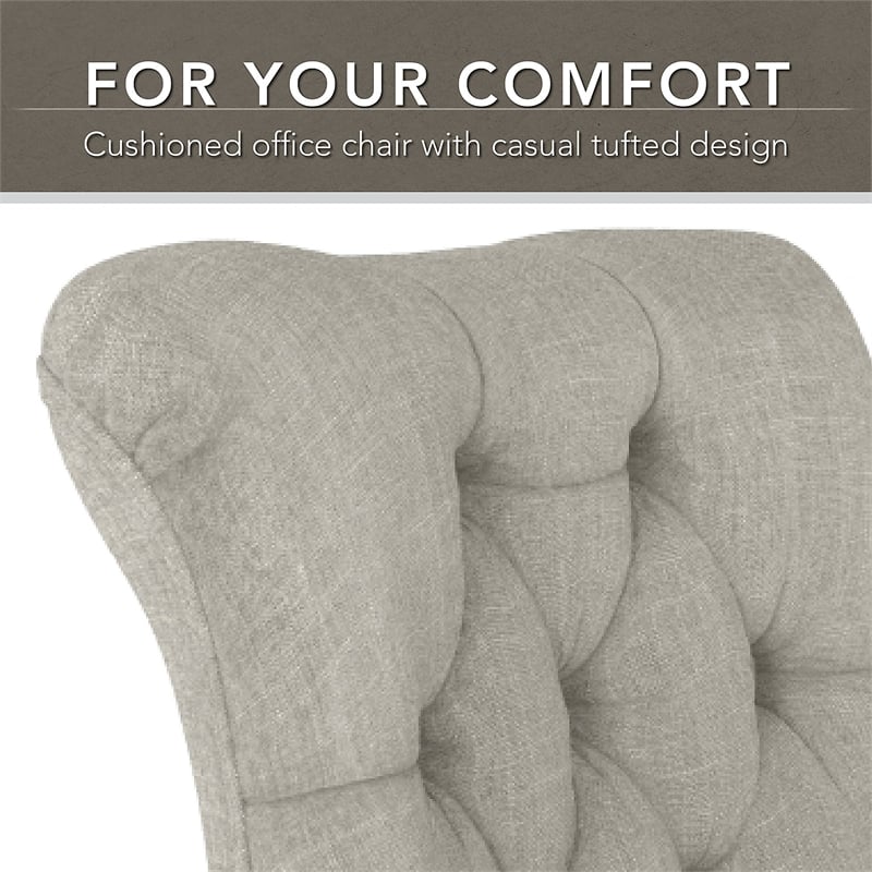 Pemberly Row Modern Mid Back Tufted Office Chair in Light Gray