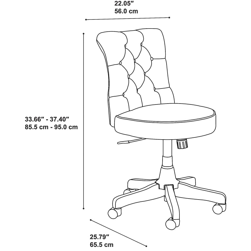 Pemberly Row Modern Mid Back Tufted Office Chair in Light Gray