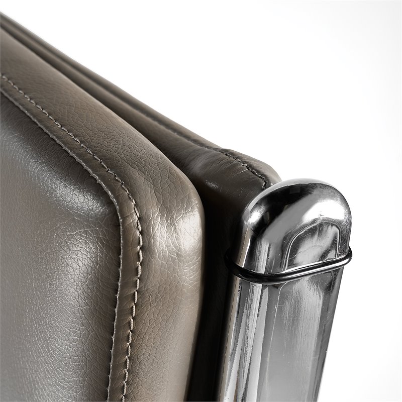 Pemberly Row High Back Leather Executive Chair in Washed Gray