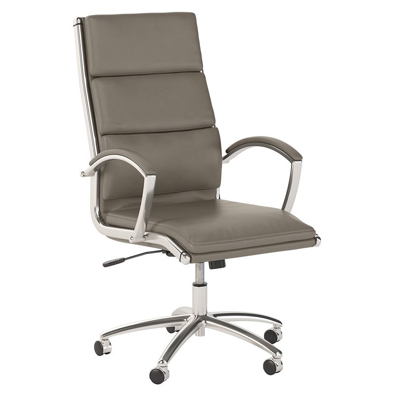 Pemberly Row High Back Leather Executive Chair in Washed Gray