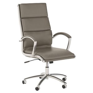 Pemberly Row High Back Leather Executive Chair in Washed Gray