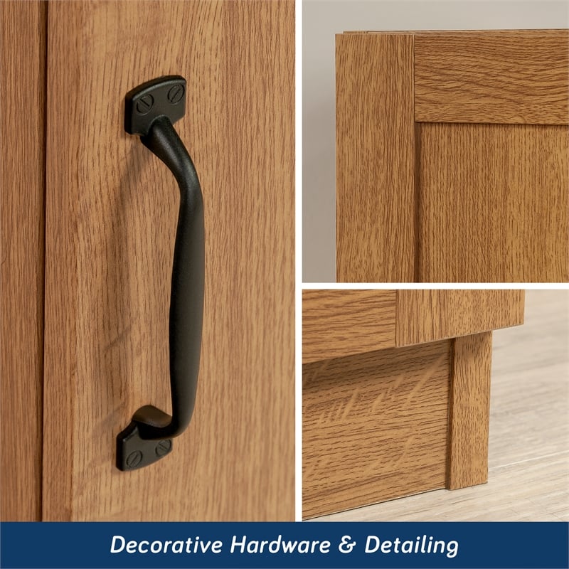 Pemberly Row Engineered Wood Storage Pantry in Highland Oak Finish