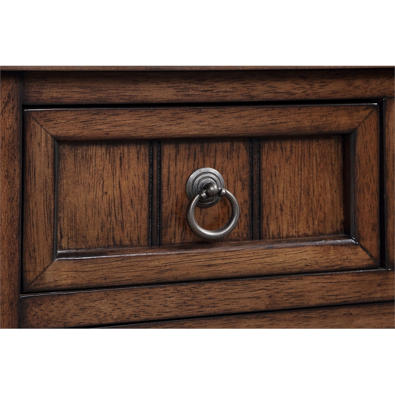 Pemberly Row Contemporary Hall Table in Cinnamon Wood Finish