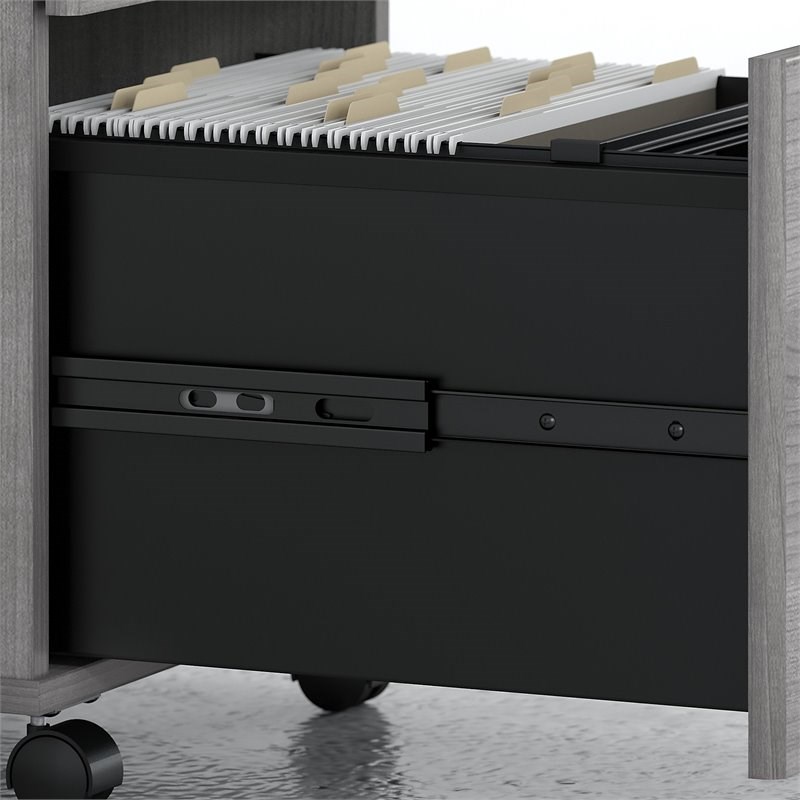 Pemberly Row 72W x 30D Office Desk with Mobile File in Gray - Engineered Wood