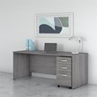 Pemberly Row 72W x 30D Office Desk with Mobile File in Gray - Engineered Wood