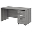Pemberly Row Engineered Wood 60W x 30D Office Desk w/ Mobile File Cabinet - Gray