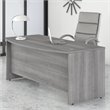 Pemberly Row 72W x 36D Bow Front Desk in Platinum Gray - Engineered Wood