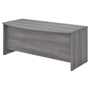 Pemberly Row 72W x 36D Bow Front Desk in Platinum Gray - Engineered Wood