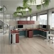 Pemberly Row 2 Person L Cubicle Desk Set in Hansen Cherry - Engineered Wood