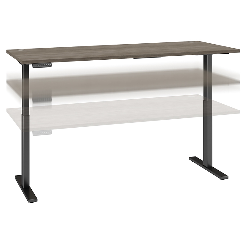 Pemberly Row 72W x 30D Adjustable Desk in Modern Hickory - Engineered Wood