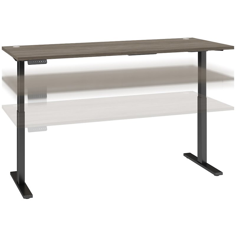 Pemberly Row 72W x 30D Adjustable Desk in Modern Hickory - Engineered Wood