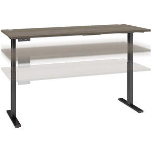 Pemberly Row 72W x 30D Adjustable Desk in Modern Hickory - Engineered Wood