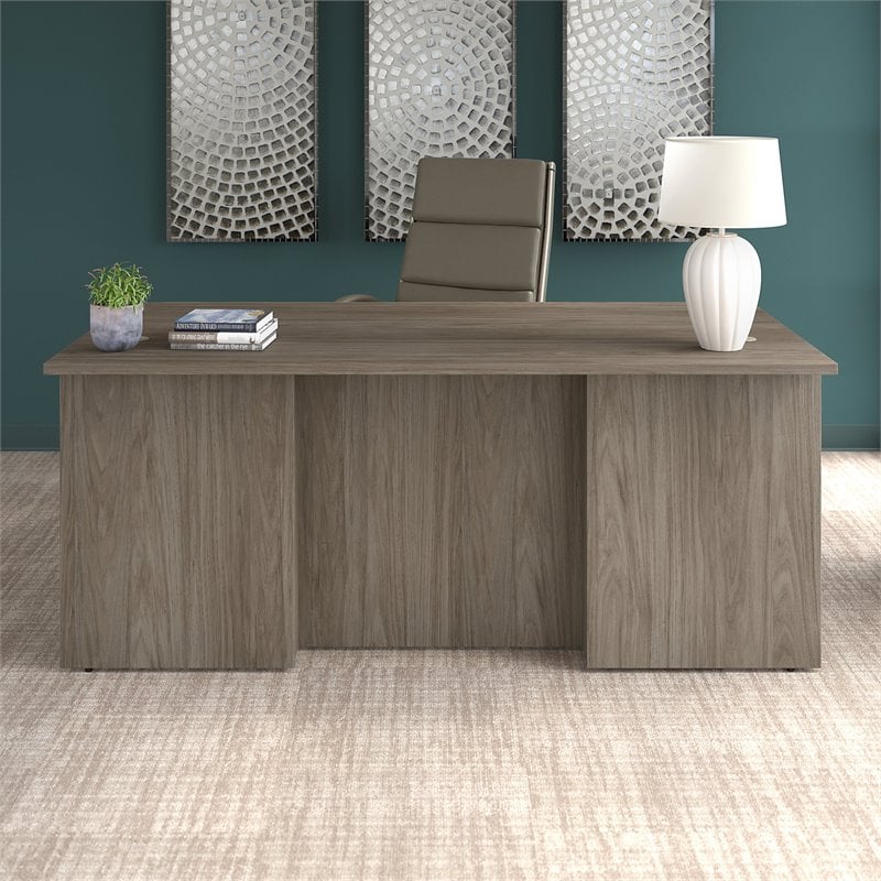 Pemberly Row 72W x 36D Executive Desk in Modern Hickory - Engineered Wood