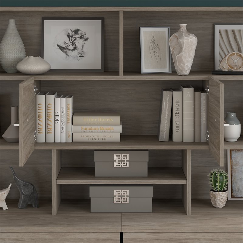 Pemberly Row 72W Desk Hutch in Modern Hickory - Engineered Wood
