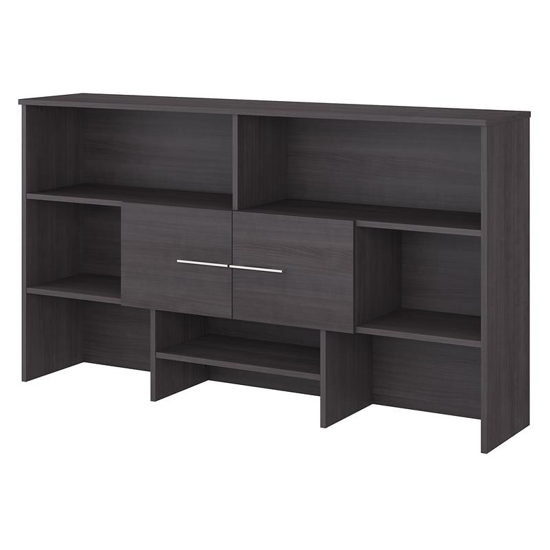 Pemberly Row Modern 72W Desk Hutch in Storm Gray - Engineered Wood