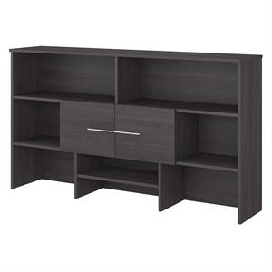 Pemberly Row Modern 72W Desk Hutch in Storm Gray - Engineered Wood