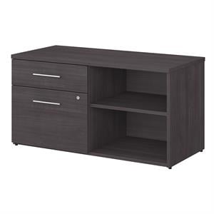 Pemberly Row Low Storage Cabinet with Drawers in Storm Gray - Engineered Wood