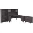 Pemberly Row 72W L Shaped Desk Set with Storage in Storm Gray - Engineered Wood