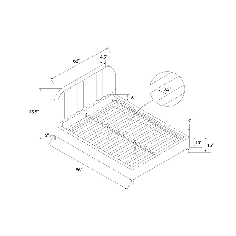 Pemberly Row Contemporary Upholstered Queen Bed in Gray Velvet