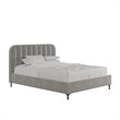 Pemberly Row Contemporary Upholstered Queen Bed in Gray Velvet