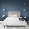 Pemberly Row Contemporary Upholstered Queen Bed in Gray Velvet