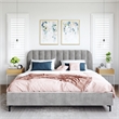 Pemberly Row Contemporary Upholstered King Bed in Gray Velvet