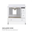 Pemberly Row Modern 36 Inch Bathroom Vanity with Sink in White