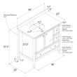 Pemberly Row Modern 36 Inch Bathroom Vanity with Sink in White