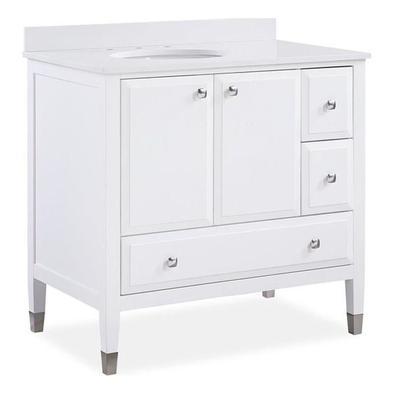 Pemberly Row Modern 36 Inch Bathroom Vanity with Sink in White