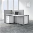 Pemberly Row 2 Person Desk with Drawers and 45H Panels - White - Engineered Wood