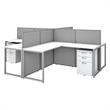 Pemberly Row 4 Person L Desk with Drawers & 45H Panels - White - Engineered Wood