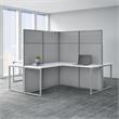 Pemberly Row 60W 4 Person L Desk with 66H Panels in White - Engineered Wood