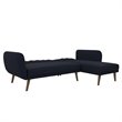 Pemberly Row Contemporary Sectional Futon Sofa in Blue Linen