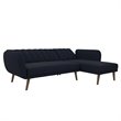 Pemberly Row Contemporary Sectional Futon Sofa in Blue Linen