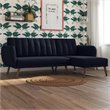 Pemberly Row Contemporary Sectional Futon Sofa in Blue Linen