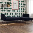Pemberly Row Contemporary Sectional Futon Sofa in Blue Linen