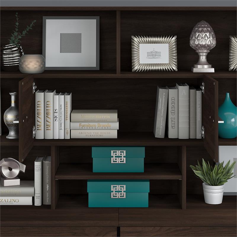 Pemberly Row 72W Desk Hutch in Black Walnut - Engineered Wood