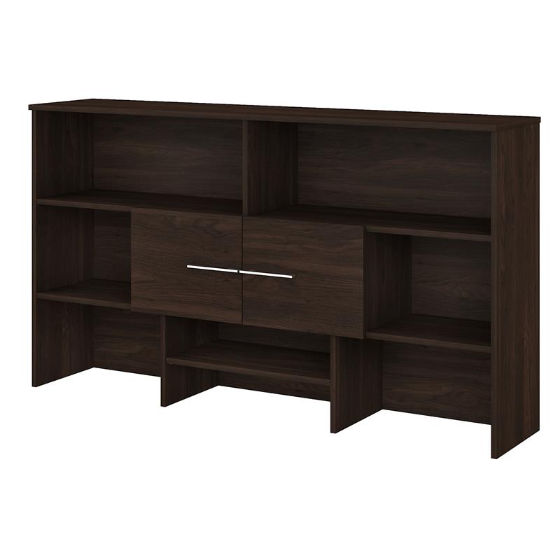 Pemberly Row 72W Desk Hutch in Black Walnut - Engineered Wood