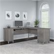 Pemberly Row 72W L Shaped Desk with Storage in Platinum Gray - Engineered Wood