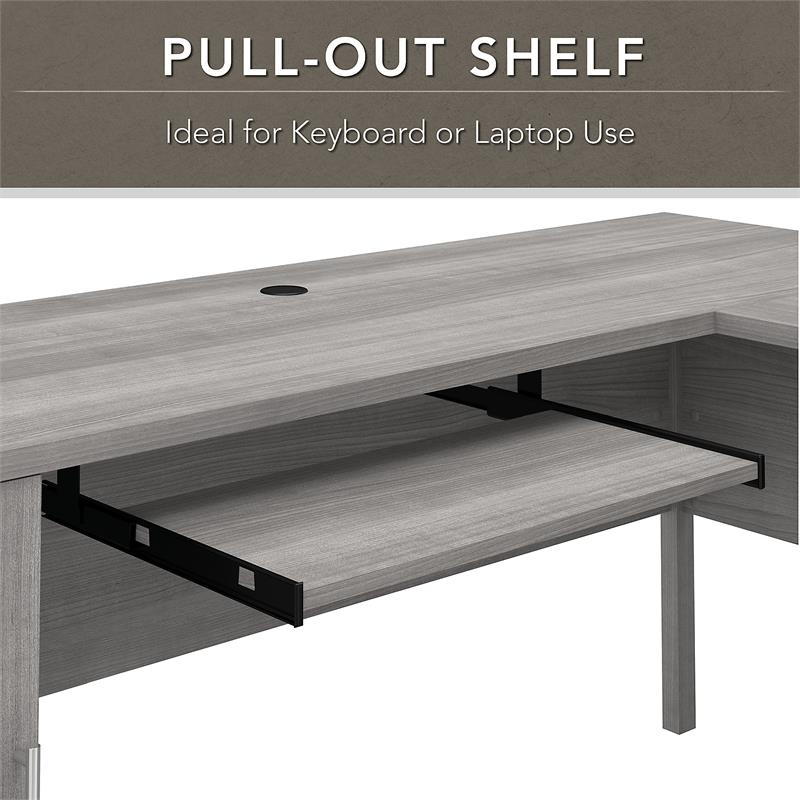 Pemberly Row 72W L Shaped Desk with Storage in Platinum Gray - Engineered Wood