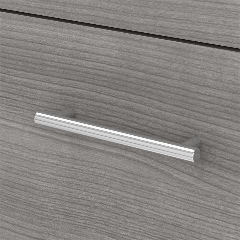 Pemberly Row 72W L Shaped Desk with Storage in Platinum Gray - Engineered Wood