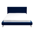 Pemberly Row Mid Century Modern Blue Velvet Upholstered King Platform Bed