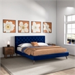 Pemberly Row Mid Century Modern Blue Velvet Upholstered King Platform Bed