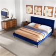Pemberly Row Mid Century Modern Blue Velvet Upholstered King Platform Bed