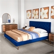 Pemberly Row Mid Century Modern Blue Velvet Upholstered King Platform Bed