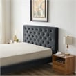 Pemberly Row Mid Century Modern Gray Velvet Upholstered Queen Platform Bed